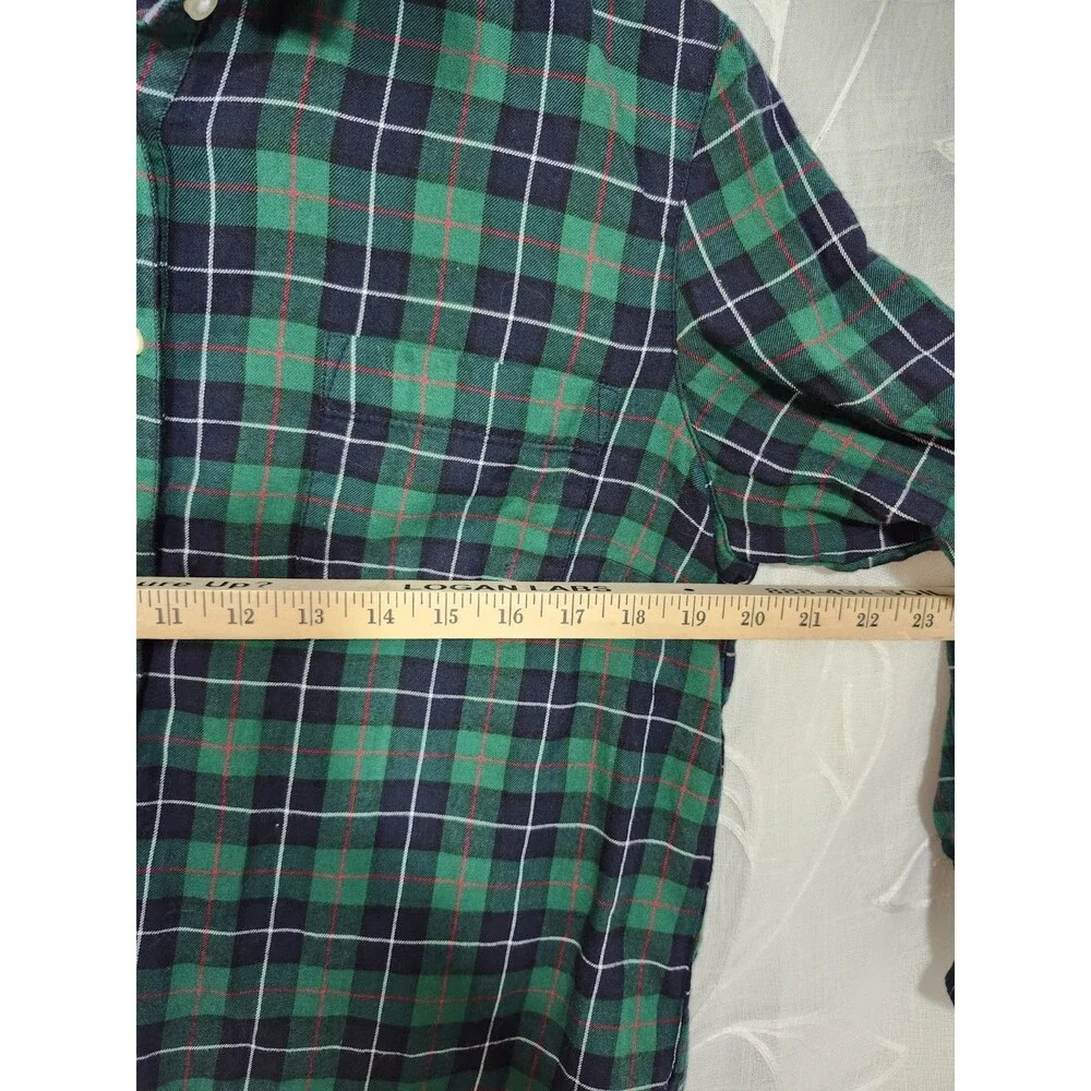 Tommy Hilfiger Women’s L Button Up Blue/Green Plaid Long Sleeve Preppy